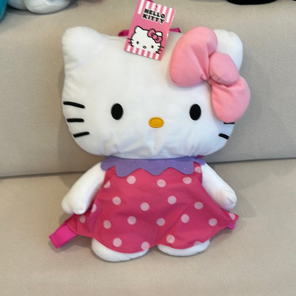 HELLO KITTY BY SANRIO PLUSH BACKPACK PINK DRESS NEW WITH TAGS